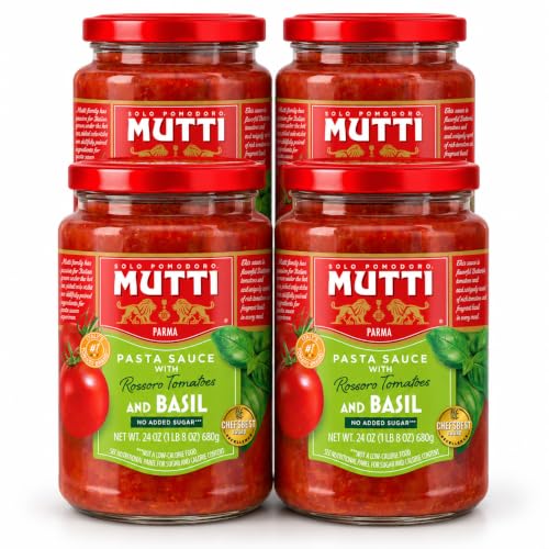 Mutti Rossoro tomato pasta sauce with basil 24 oz jar, 4 pack