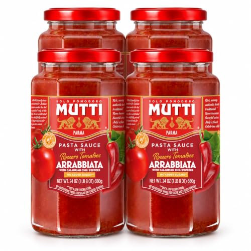 Mutti Spicy Arrabbiata Rossoro tomato pasta sauce 24 oz jar, 4 pack